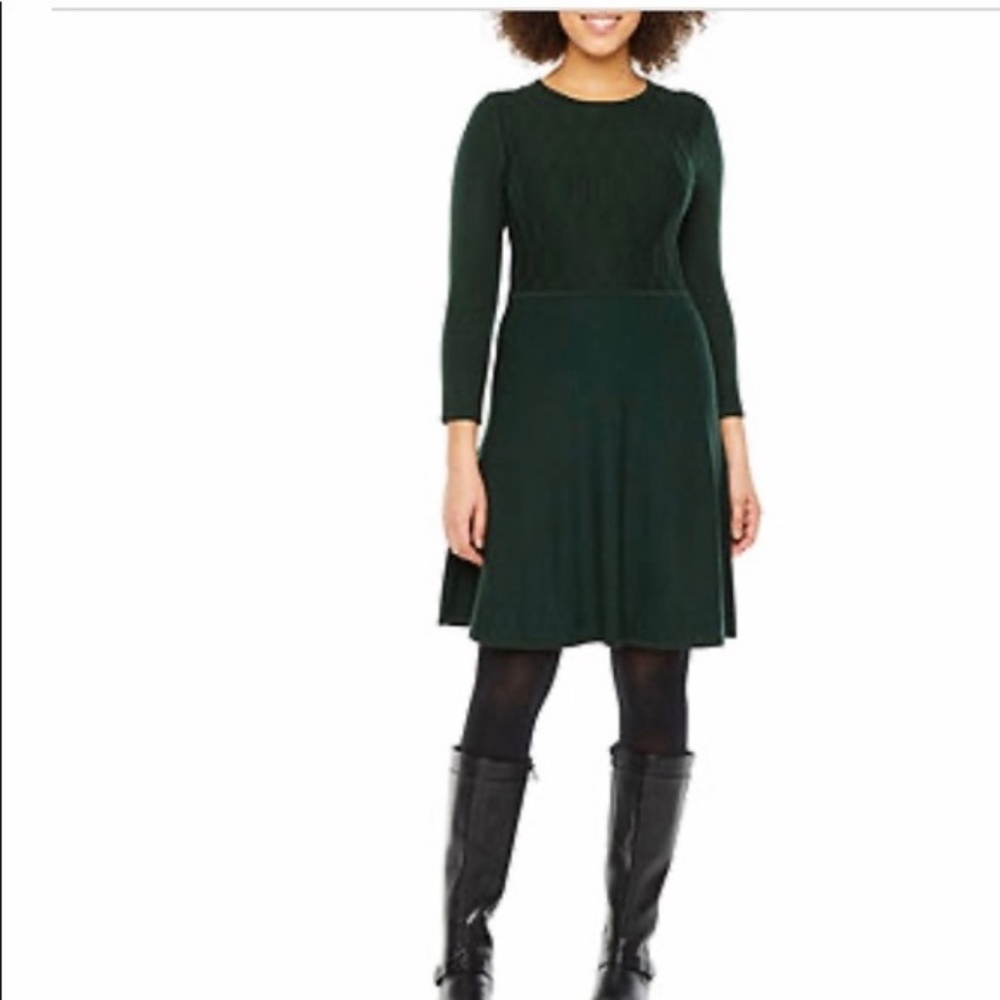 Jessica Howard Hunter Green Fit and Flare Dress
